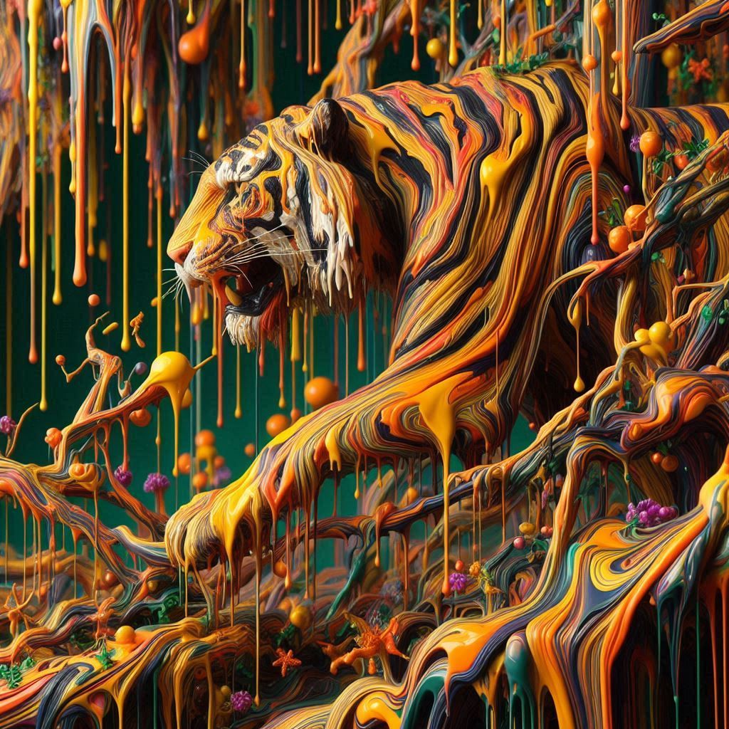 Tiger Dripping in Paint   by @Jragena