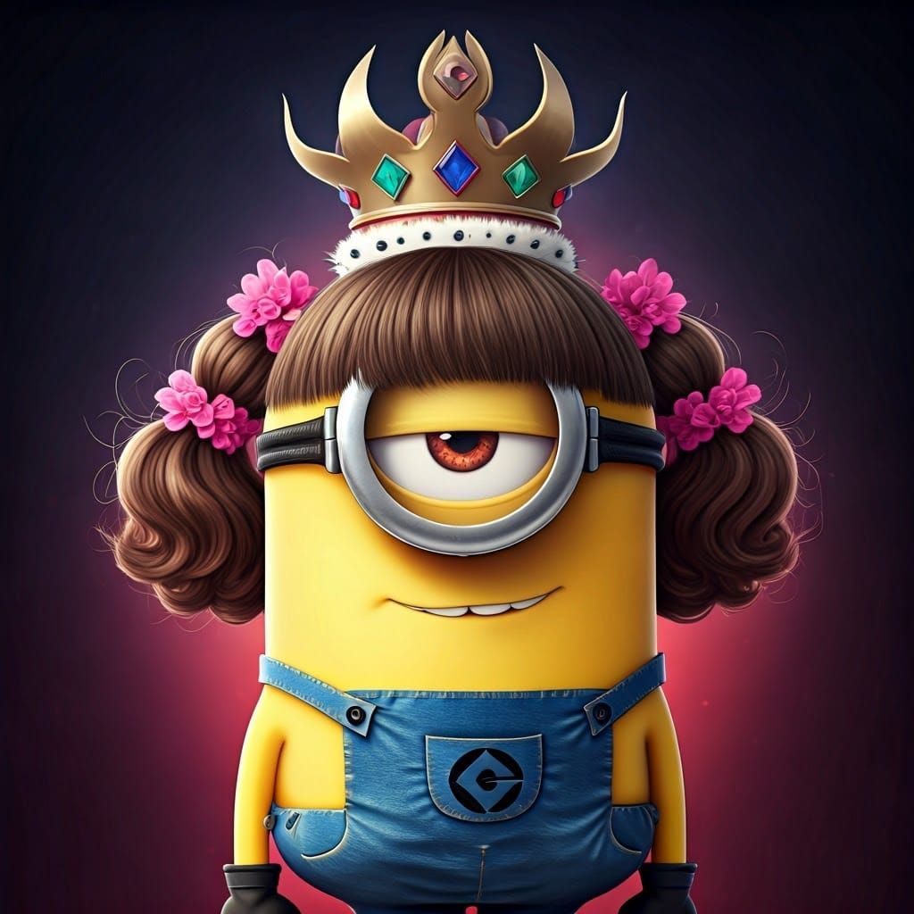 King Bob Minion with Chad Filter, Hyperrealistic Splash Art