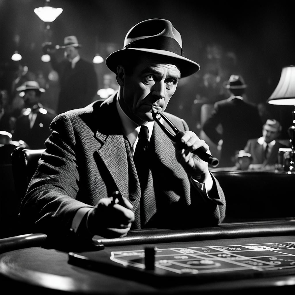 The Great Detective Holding A Pipe, Casino Scene, Ultra Realistic 