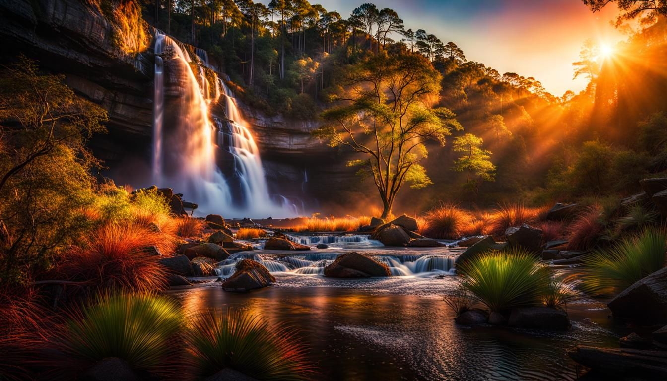 Cascade Falls - Sunset  by @The Leycer