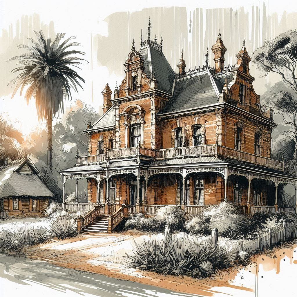 South African dwellings in pen & watercolour 09