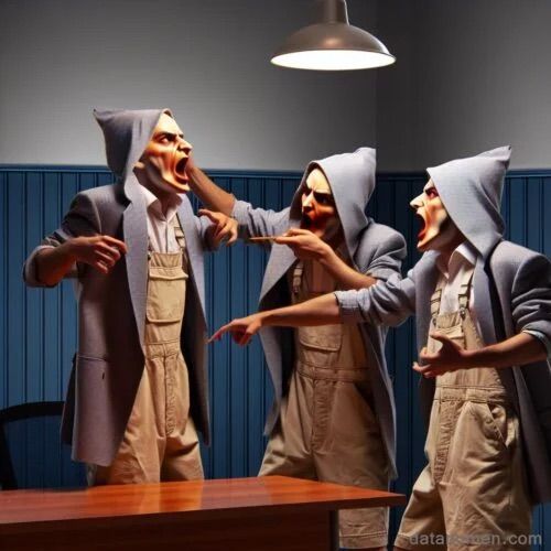 Hilarious caricature photo of gnomes arguing  inside a small...