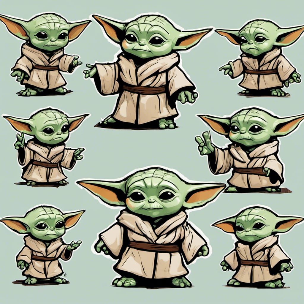 Baby Yoda Character Design sheet - AI Generated Artwork - NightCafe Creator