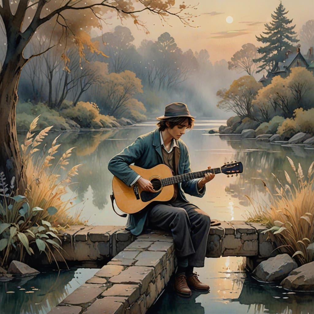 Songs about the eternal, about the great
The strings on the old guitar ring
Each chord is like a worn-out ...  by @VM