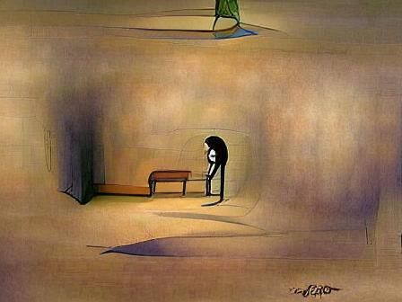 cartoon image of depression and isolation