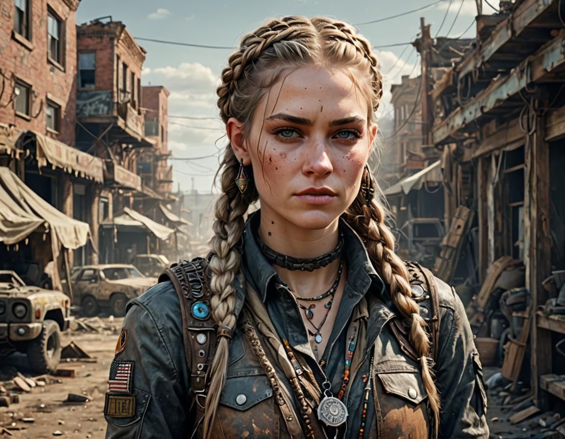 Post-Apocalyptic Woman in Makeshift Shelter