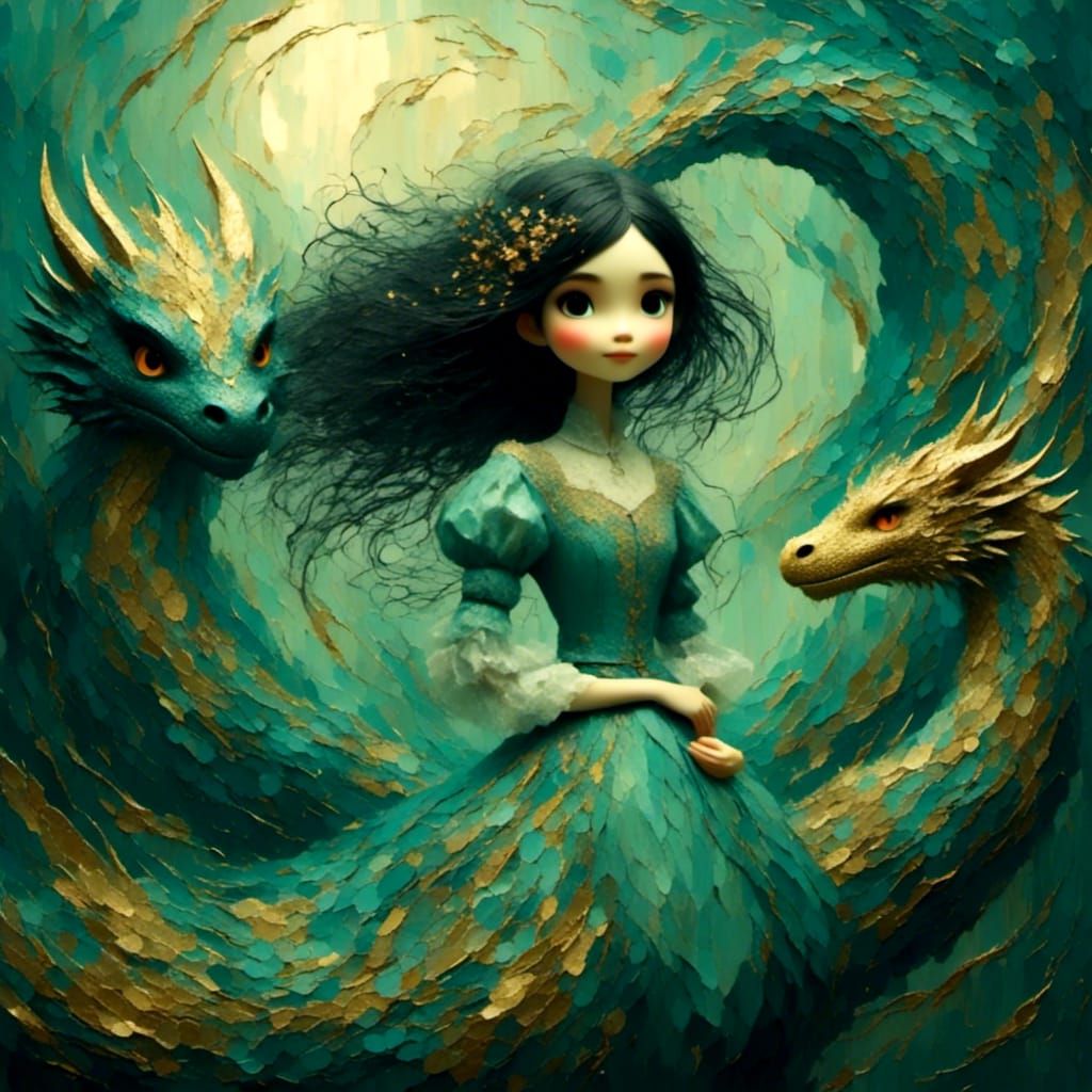 Giant dragon, friendship, manga, anime vibe<lora:GothicDream:1.0> <lora:BeautyStrokes:1.0>