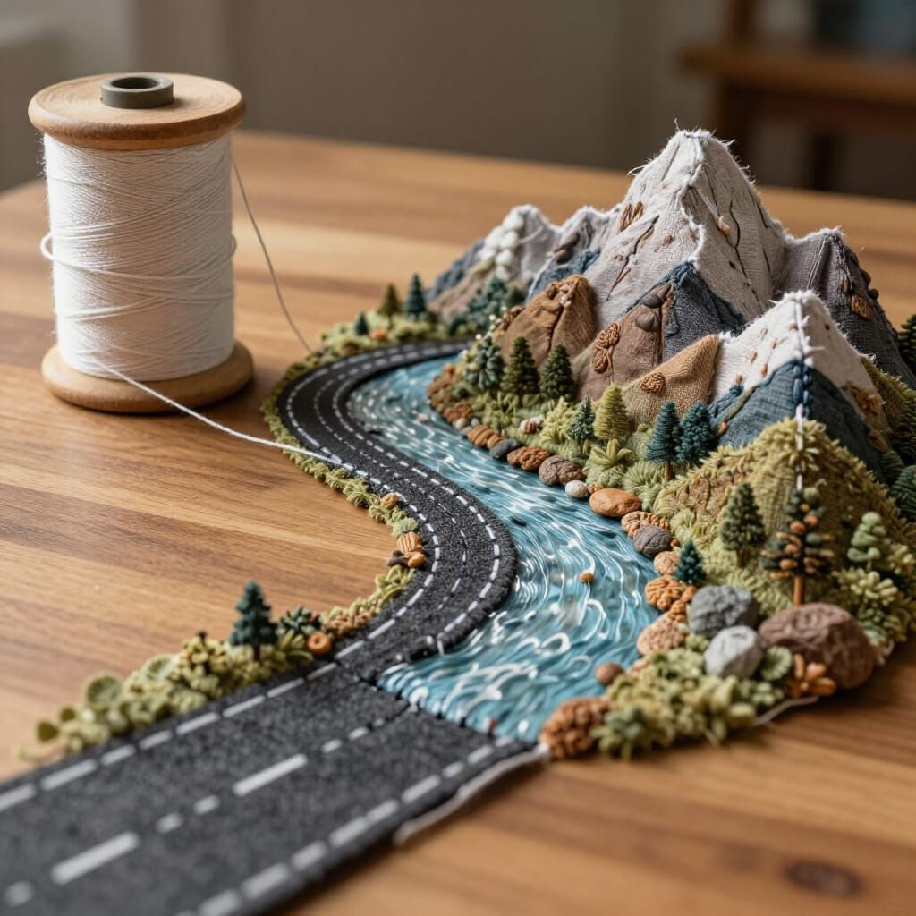 Sewing Thread Transforms into Realistic Landscape