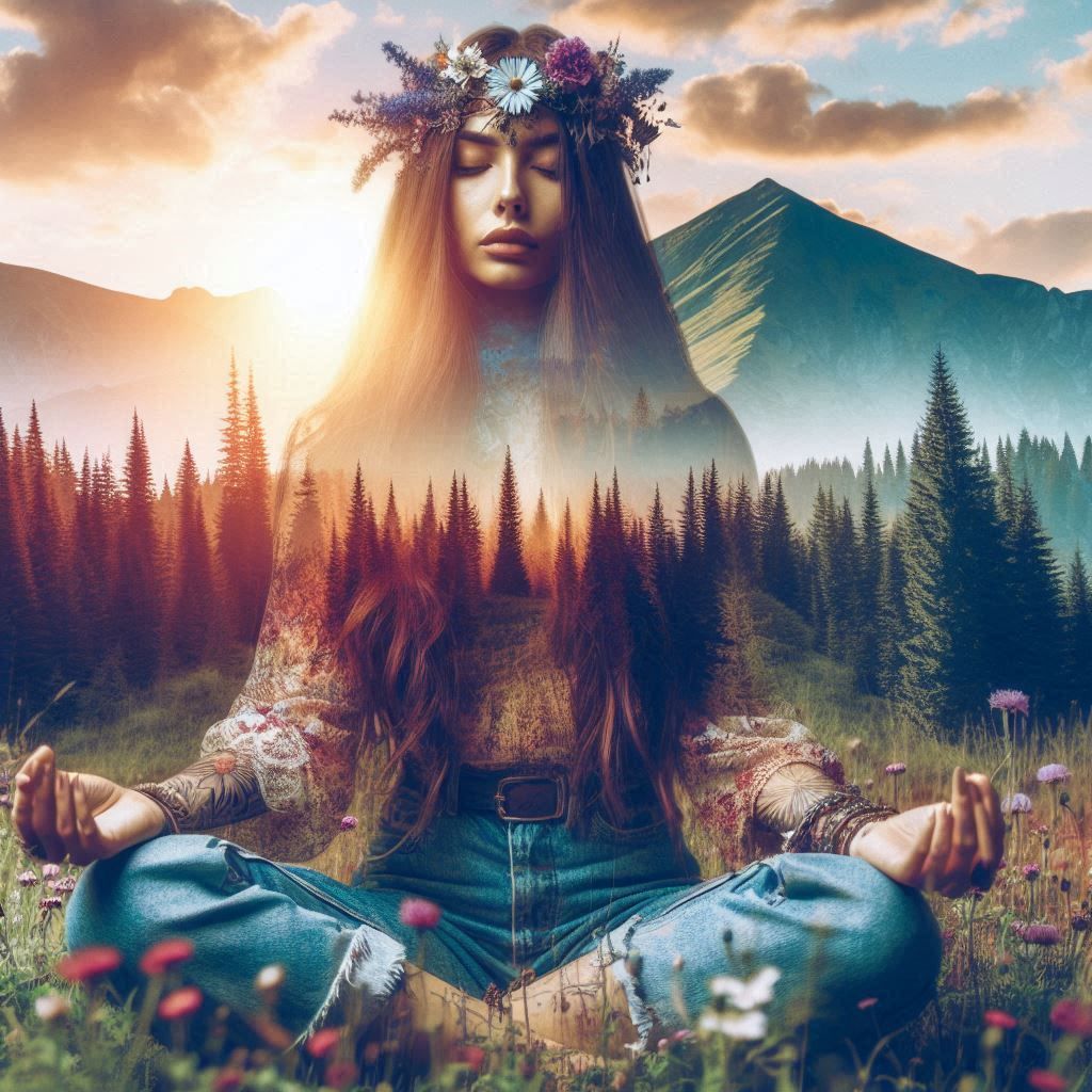 double exposure beautiful fantasy portrait landscape..