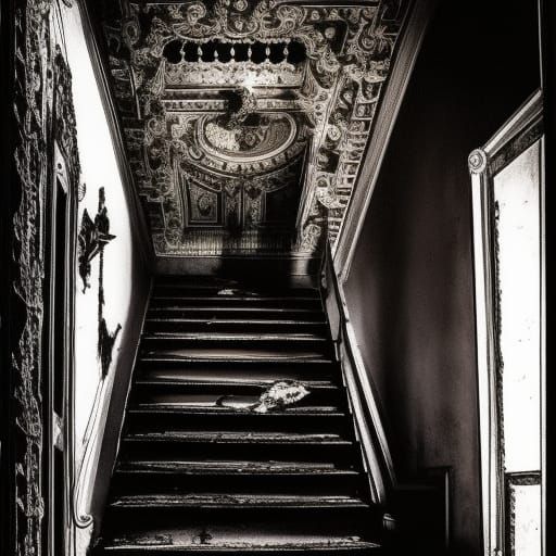 Broken Staircase in Dark Void: Zombiecore Horror