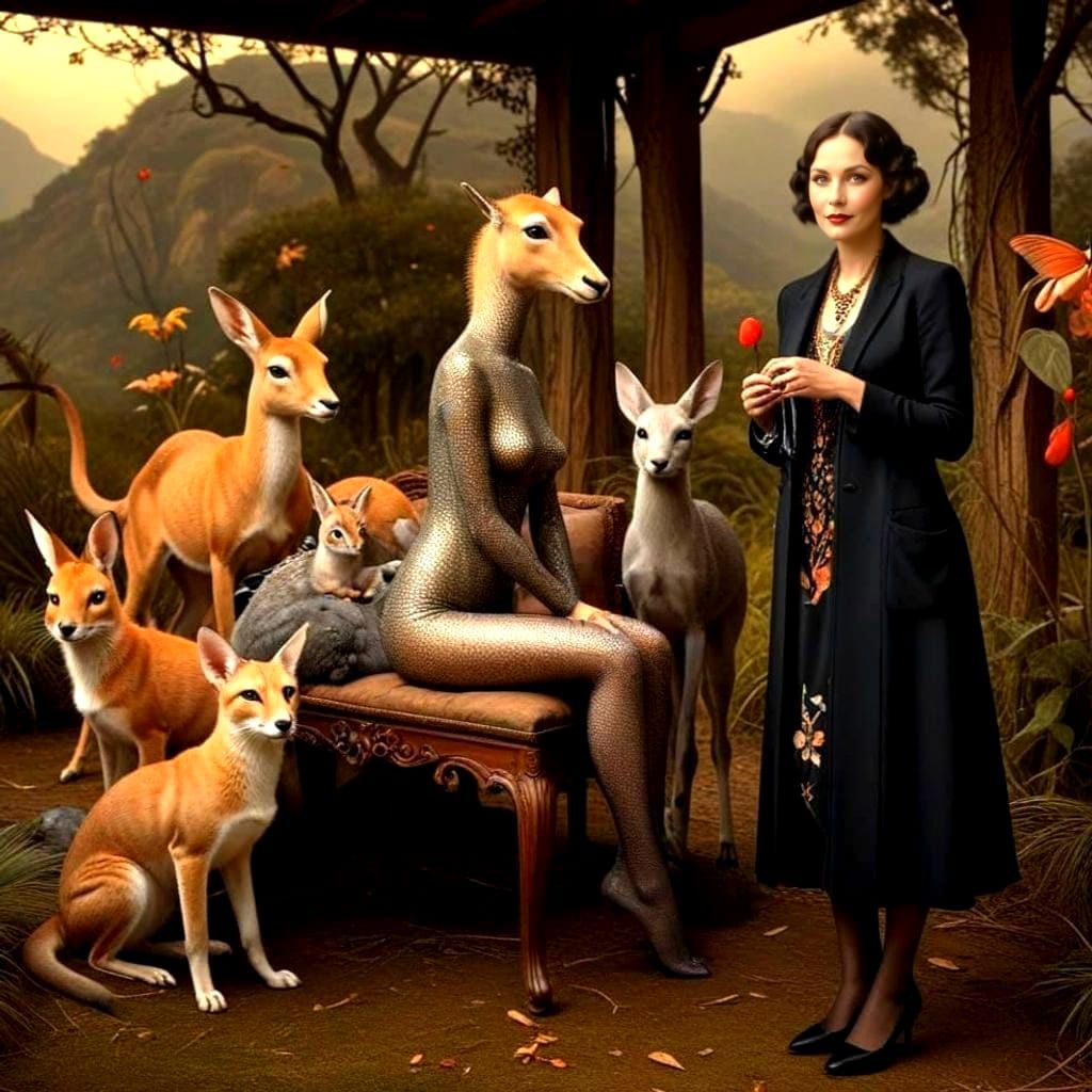 Glamorous Lady in Whimsical 1920s Wonderland