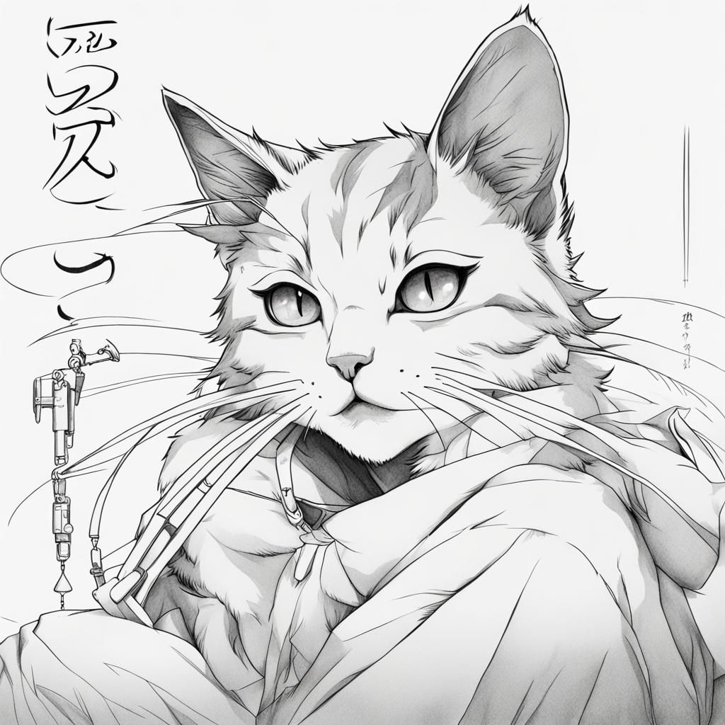 Cat Line Art drawing  by @premium