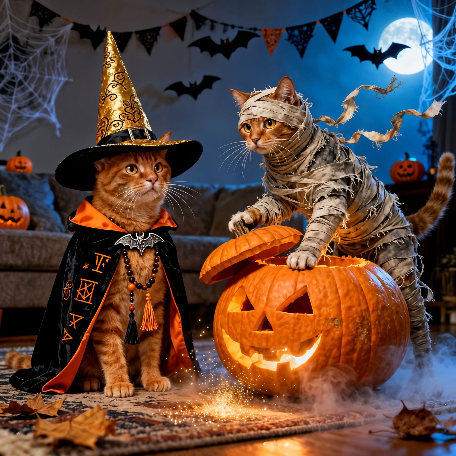 Cats celebrating Halloween  by @Berserk89
