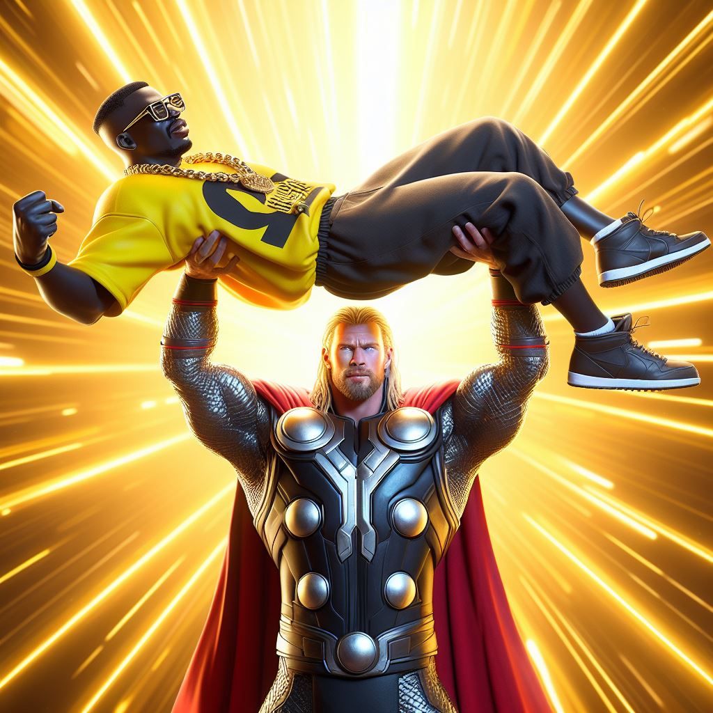 Thor discovers he is worthy to lift MC Hammer though most can't even touch this!