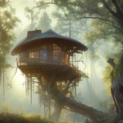 A treehouse with tons of windows and sun shining through   by @Lillyana Brander