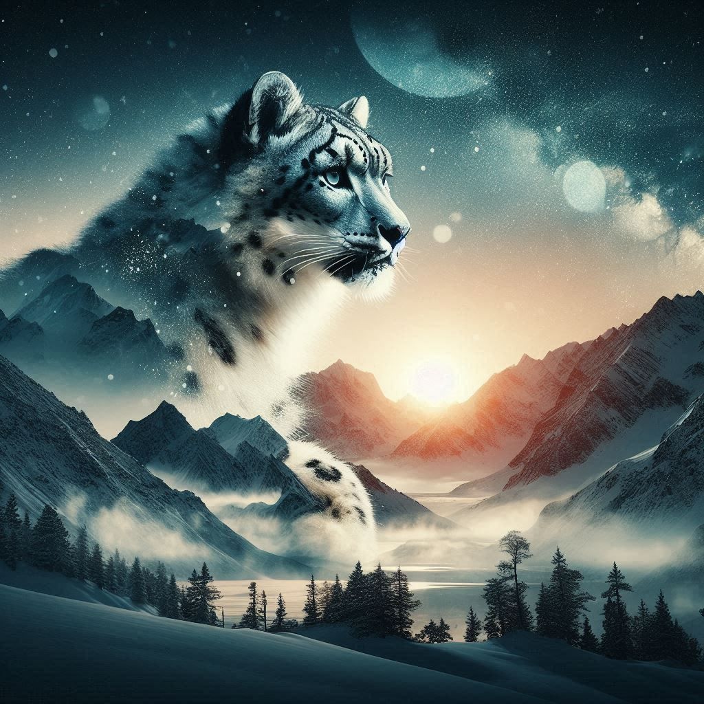 double exposure beautiful fantasy DALL-E 3 portrait landscape..