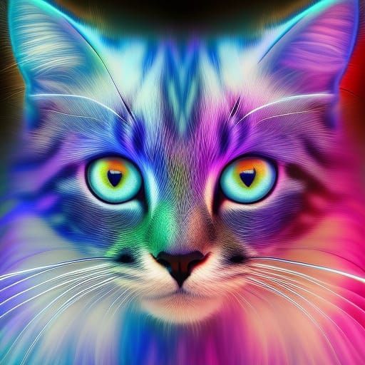 realistic fractal mandelbrot kitty.  sleek.  gorgeous. beautiful. analogous colors  by @Nopey Nope Nopington