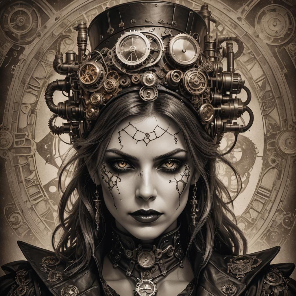 Vampire Portrait in Sepia
