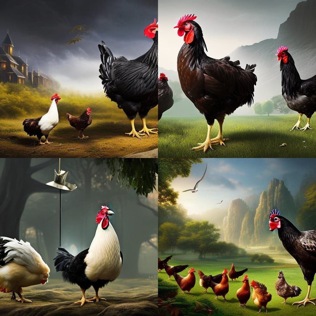 Handsome, stately, exquisite large chicken in a tuxedo with a cane