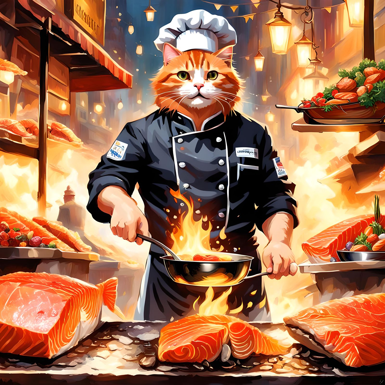 StreetCat Pete Cooked/Serves Lux Salmon.