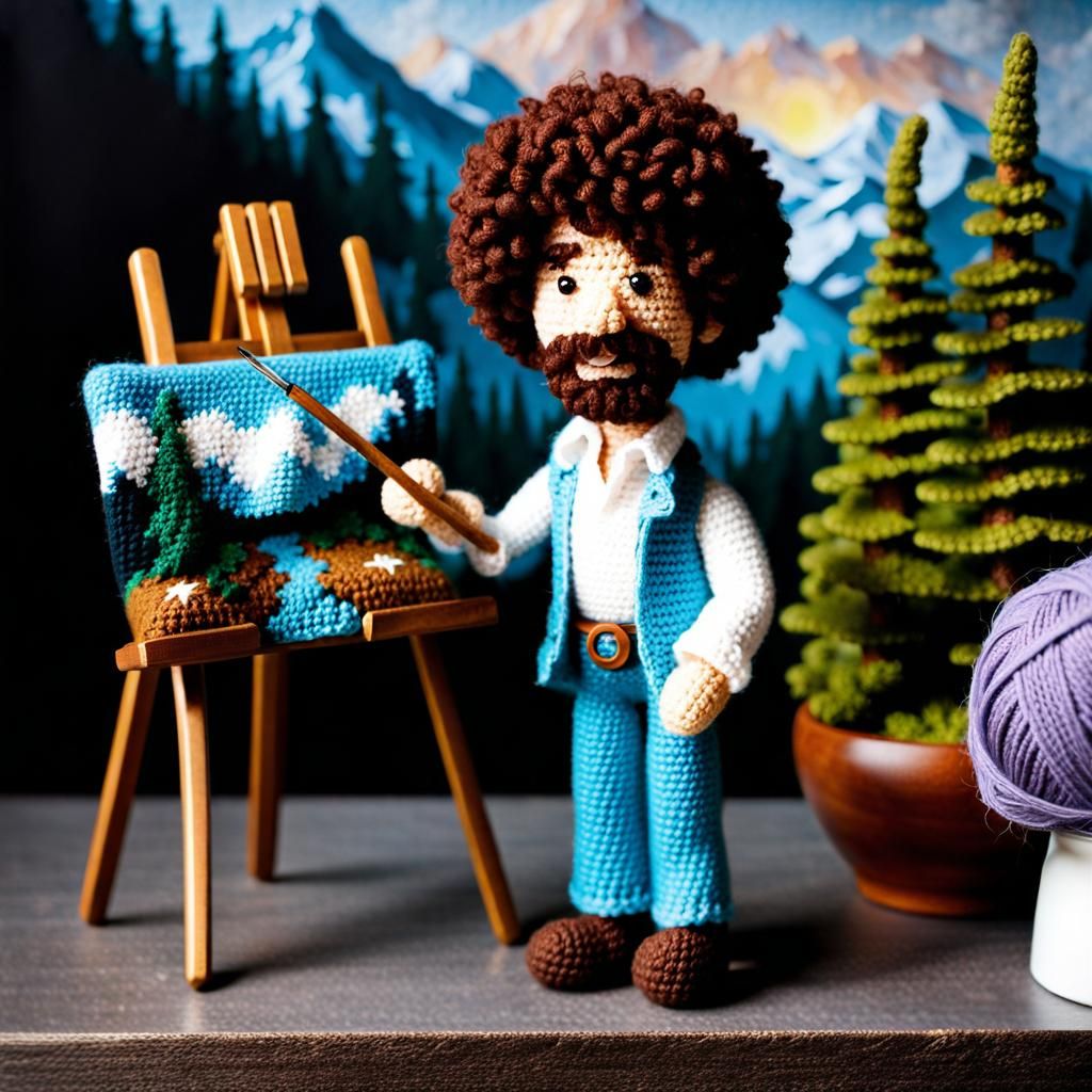 Bob Ross in a Crocheted World  by @Dom Jesus