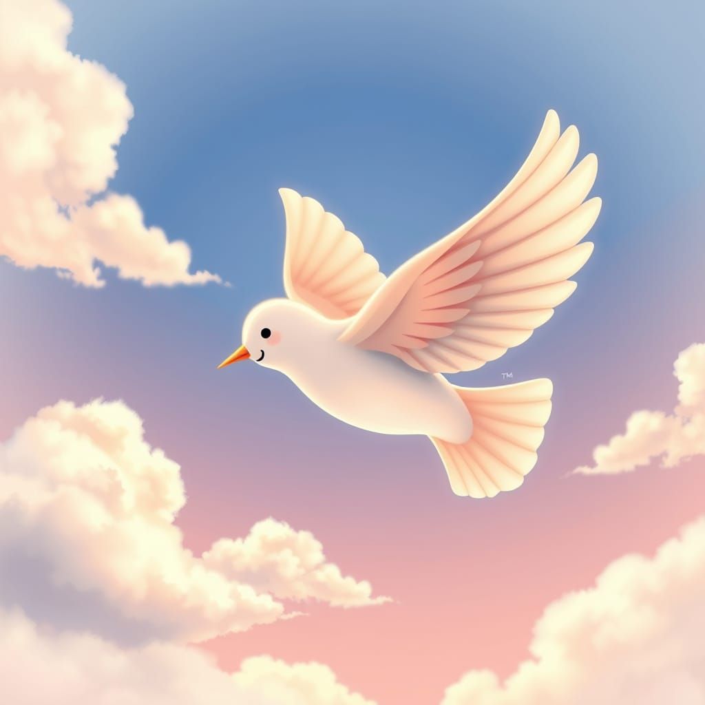 Peaceful Scene with Dove and Halo in Dreamy Digital Style