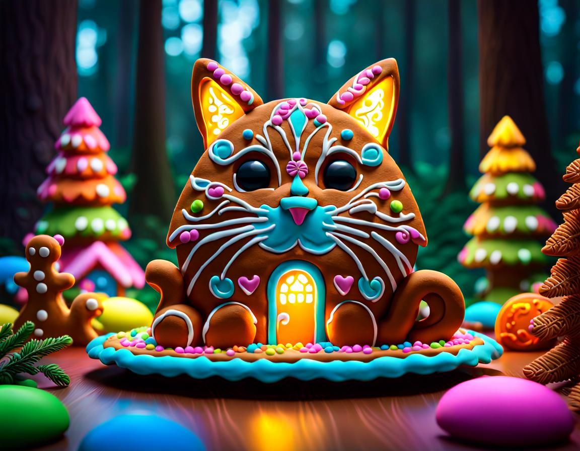 Gingerbread Kitty Guest House - AI Generated Artwork - NightCafe Creator