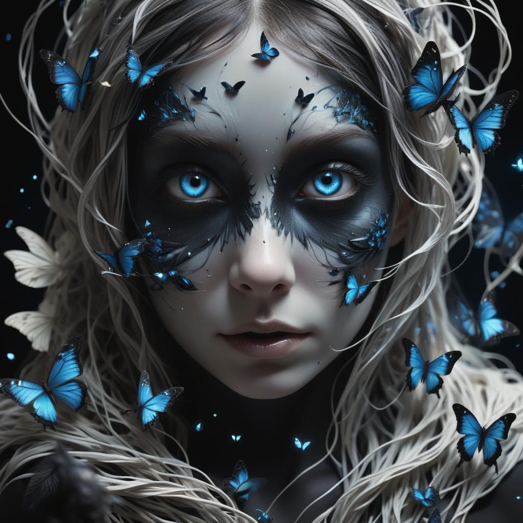 Create an ultra-high resolution, intricately detailed, photorealistic digital art piece. The scene is deeply colored and haunting, set again...