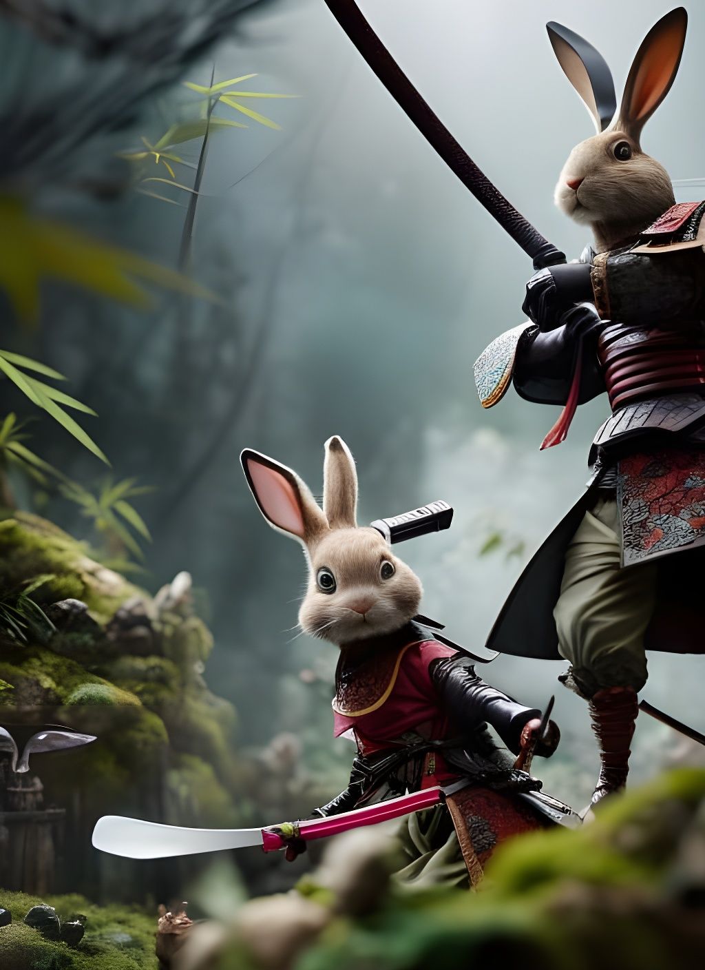 Samurabbits training: "Remember your training, daughter!"  by @StormySeaSailor