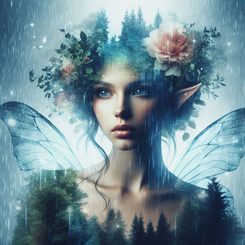 double exposure beautiful fantasy DALL-E 3 portrait landscap...