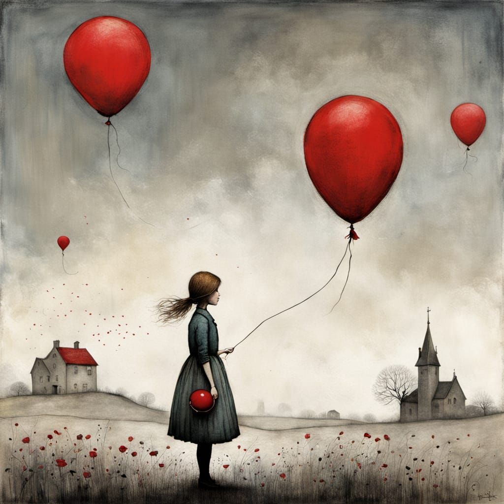 The girl with the red balloons  by @Neleth 