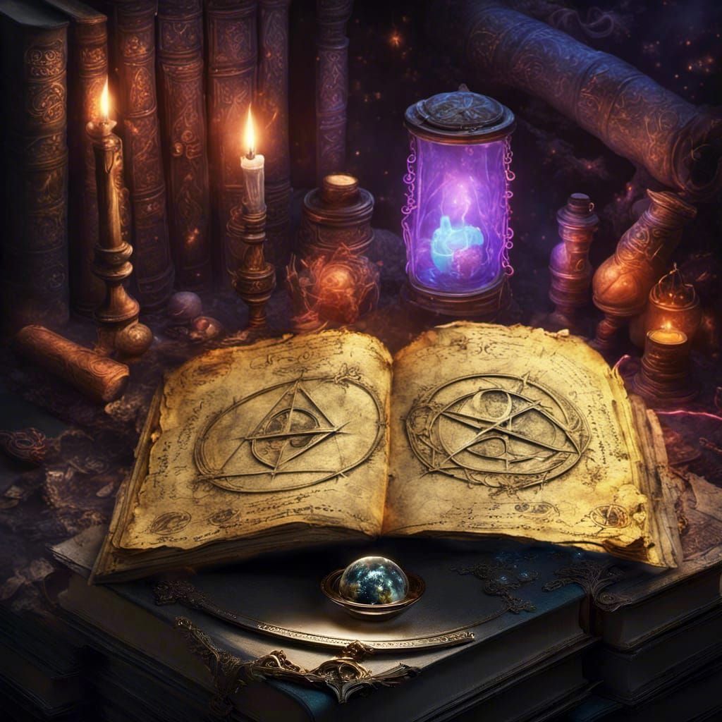 Worn out yellowed magical spellbook - AI Generated Artwork - NightCafe ...