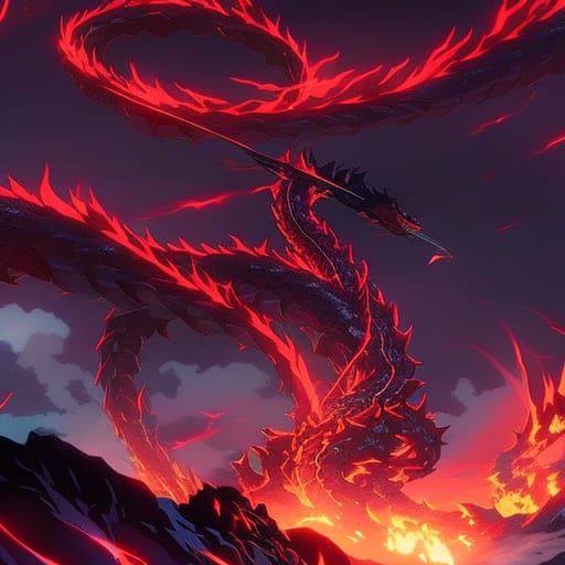 a giant demonic snake like dragon glowing a blood red, now this is a ...