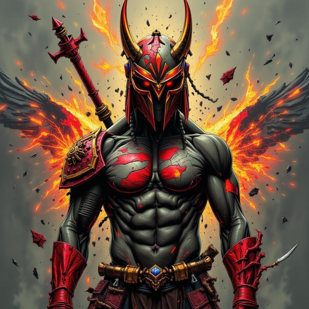  <lora:Kaotix:1.0> Trojan Warrior, double exposure