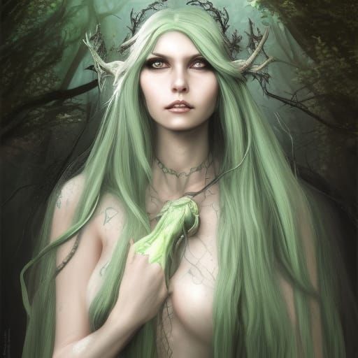 Gothic Spriggan Witch Queen Portrait in Forest
