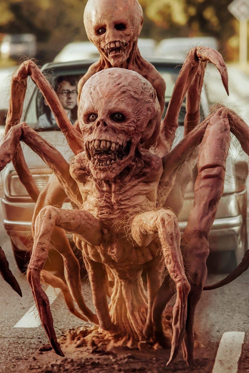 An extremely realistic insanely creepy very grotesque looking pure Evil demented lifeless the thing movie horrid skin creature with way too ...