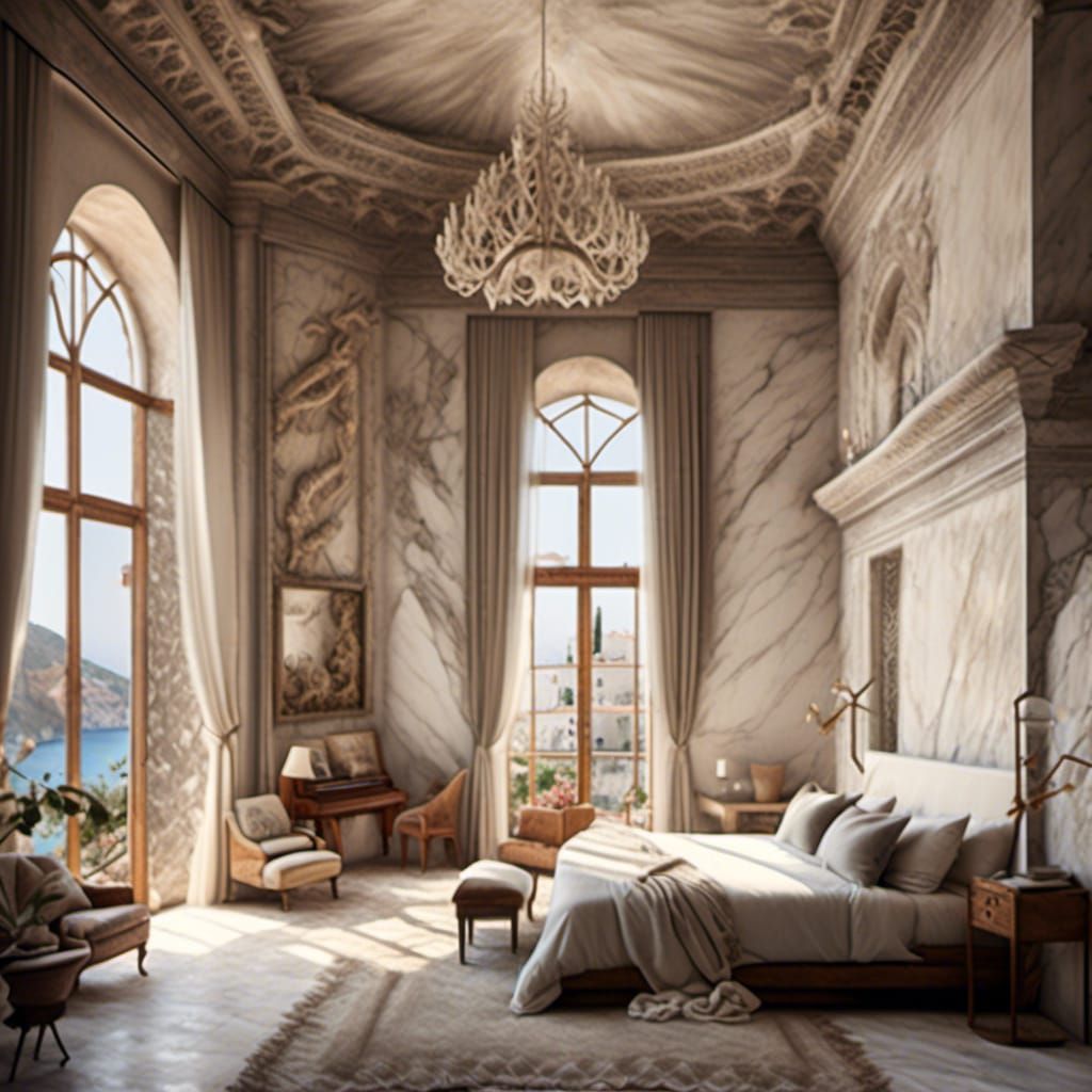 <lora:NC Hyperreal:1.0> ancient mediterranean bedroom with f...