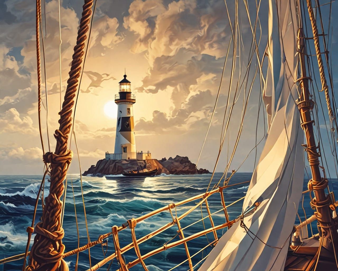 Lighthouse. Abstract scene.