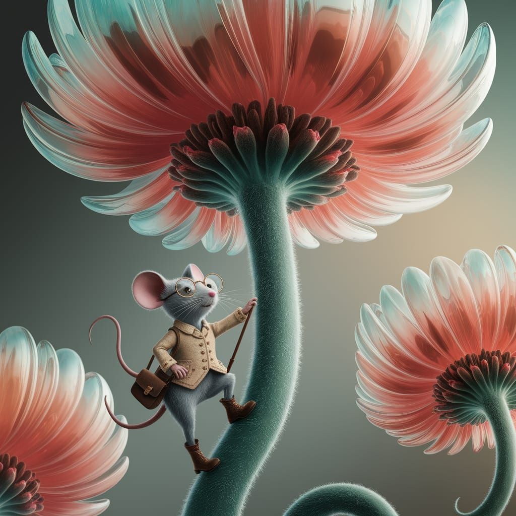 Whimsical digital illustration with surreal botanical fantasy — richly detailed, soft lighting, storybook ...  by @Rukbat