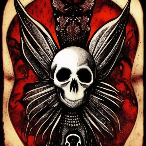 Dope,  gothic, the skull, the white rabbit and the moon, dar...