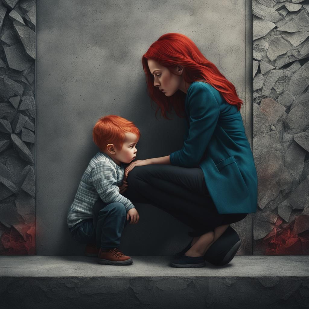 Mother and child, alone