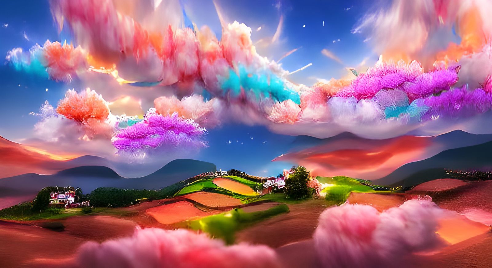 Dreamy sky and colorful landscape