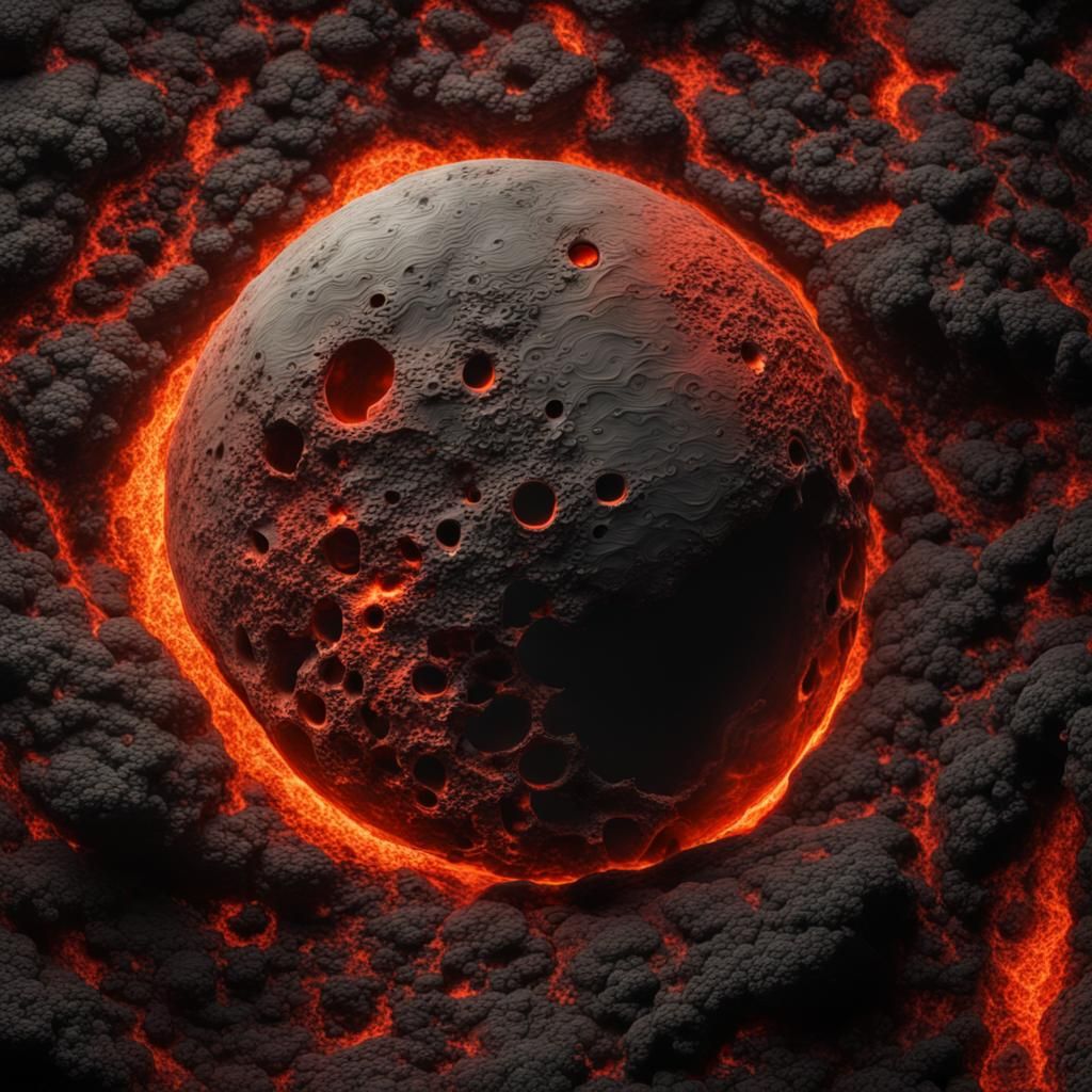 moon made of molten lava - AI Generated Artwork - NightCafe Creator