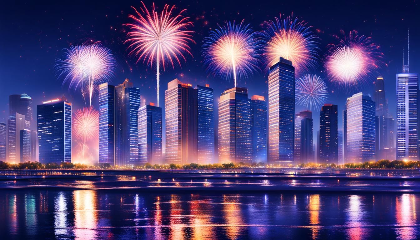 Cityscape fireworks