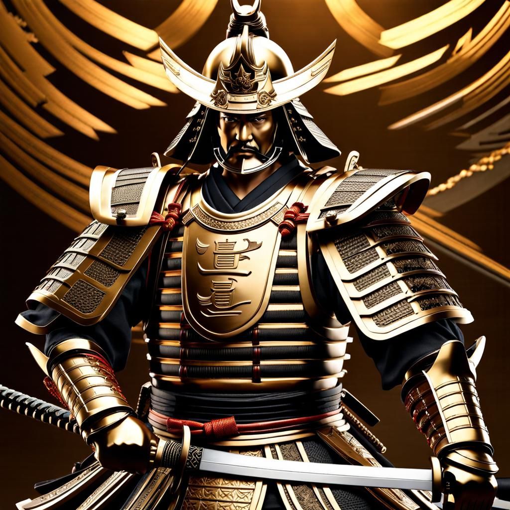 (detailed photorealistic ancient japanese samurai warrior soldier with ...