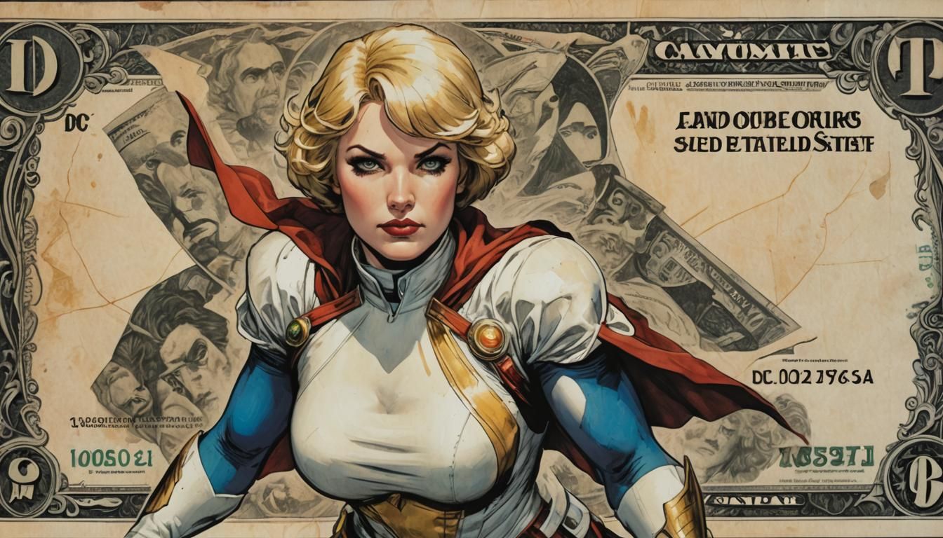Power Girl (DC Comics) color banknote Art