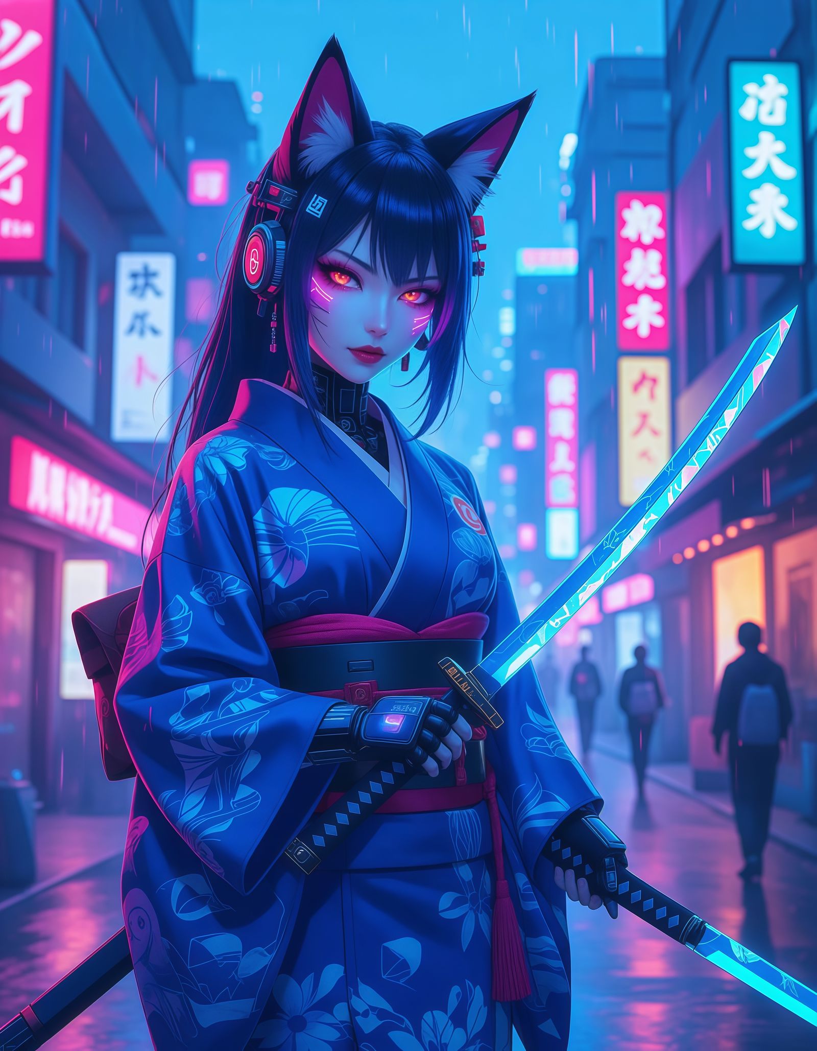 Neon Tokyo Cyberpunk Kitsune Kanae