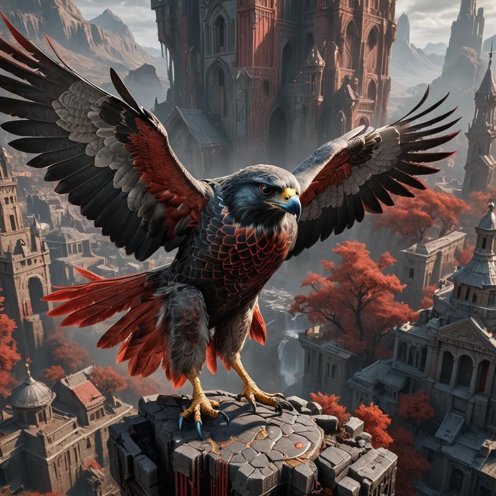 falcon that is red and grey