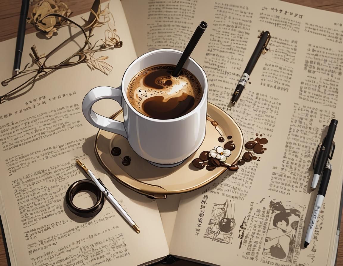 Cute coffee mug book pen