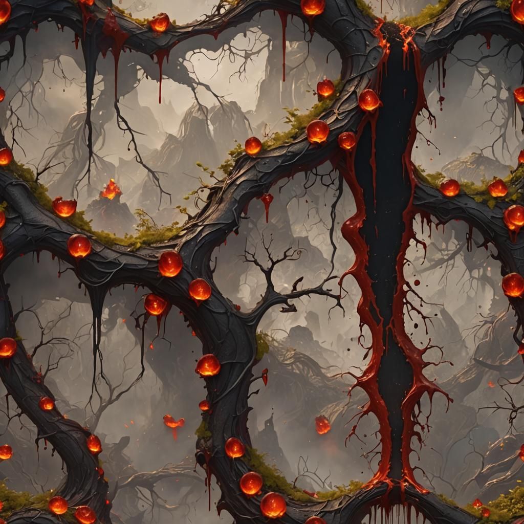Blood an lava vines dripping lava
